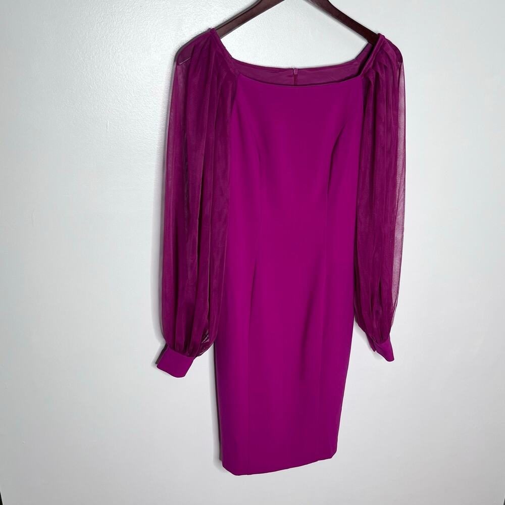 Trina Turk Tamadachi Tulle Sleeve Sheath Dress Pink Size 0 Cocktail - Picture 4 of 11